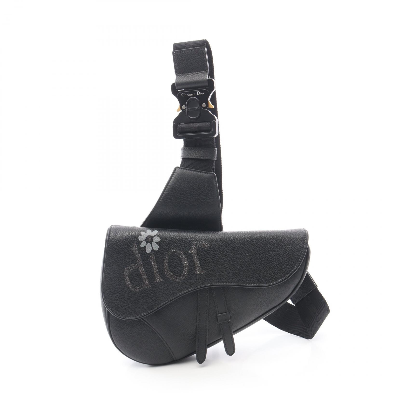 ディオール Dior DIOR × ERL SADDLE サドル ウエストバッグ ボディバッグ バッグ レザー メンズ ブラック系 【中古】