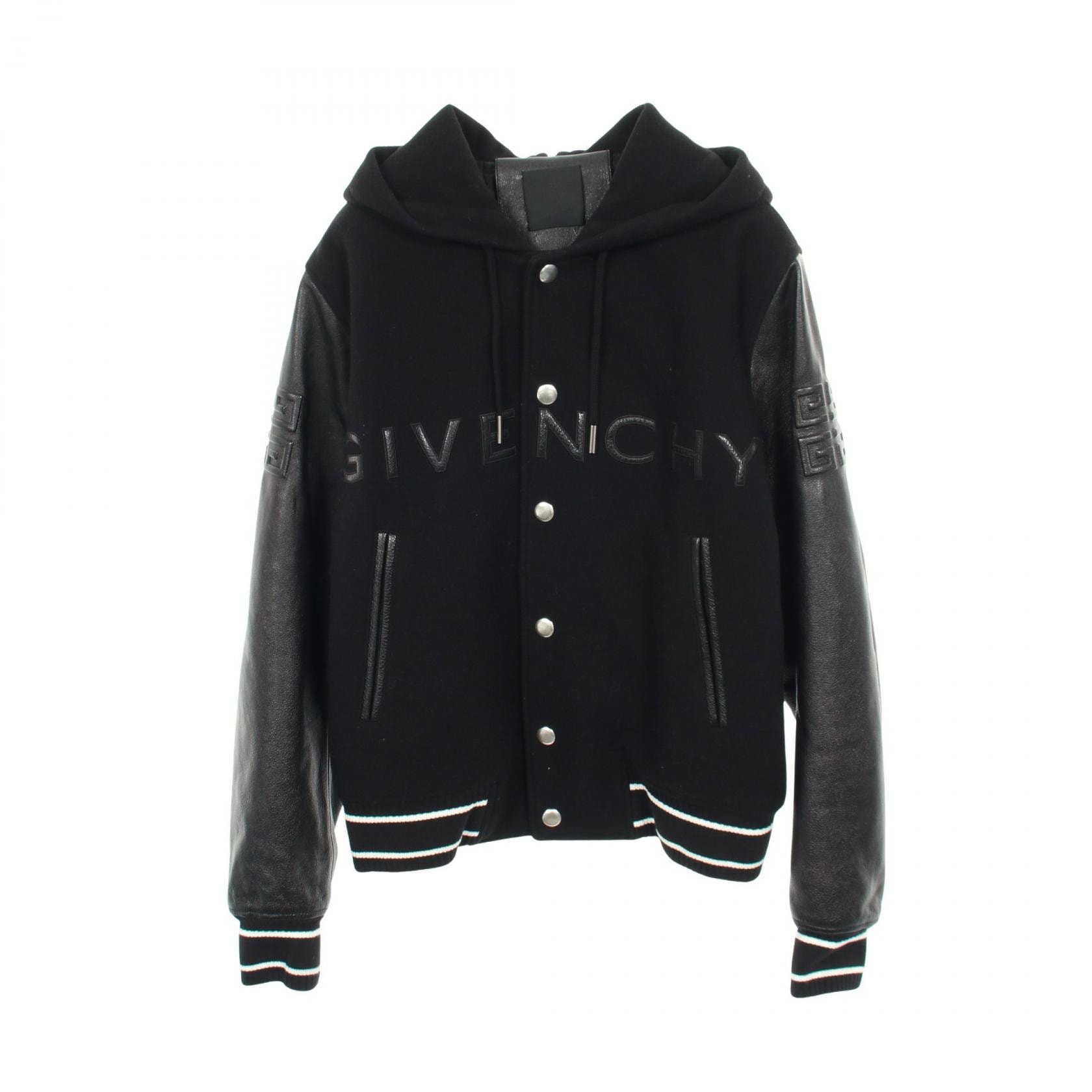 ジバンシィ GIVENCHY バーシティ ブルゾン 衣料品 アウター レザー ウール メンズ ブラック系 BM00XX6Y16-001 【中古】