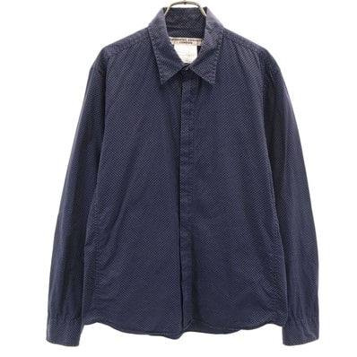 KATHARINE HAMNETT LONDON キャサリンハムネットロンドン ピンドット柄 長袖 コットンシャツ LL ネイビー