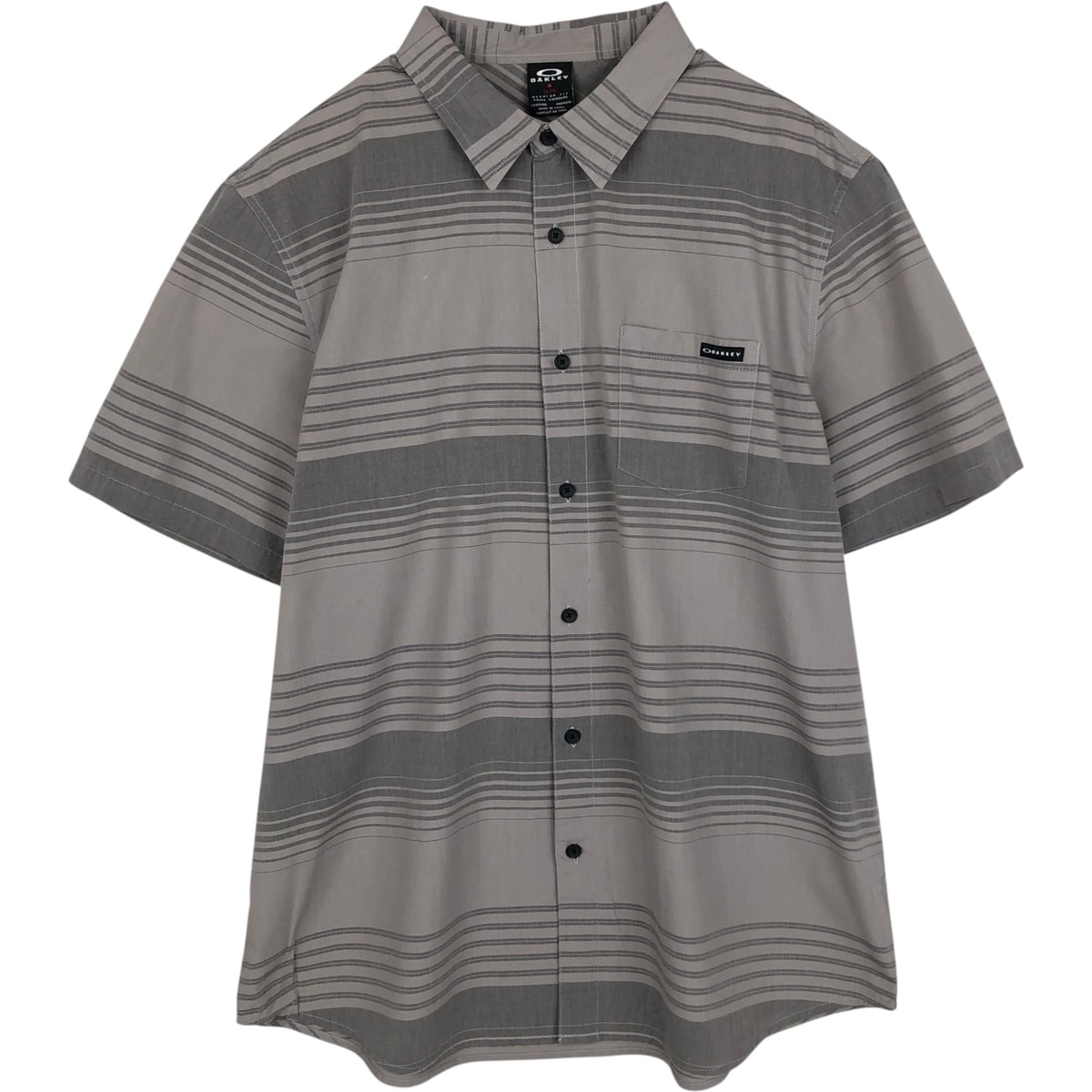 古着 オークリー Oakley REGULAR FIT ロゴパッチ 半袖 コットン ボーダーシャツ メンズXL相当/eaa633307