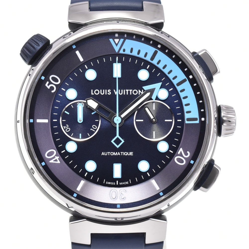 値下 ルイ・ヴィトン LOUIS VUITTON QA168 タンブール ストリート ダイバー 自動巻き メンズ 美品 腕時計 E#147080