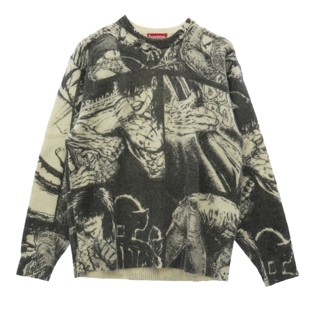 Supreme シュプリーム ニット 21AW The Crow Sweater ザ クロウ セーター 総柄 ニット グレー系 Mサイズ【美品】【中古】