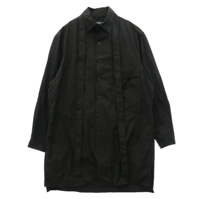 Yohji Yamamoto ヨウジヤマモト PZ-B02-001 power of the WHITE shirt パワーオブザホワイトシャツ ロングカラー 長袖 シャツ ブラウス ブラック系【中古】