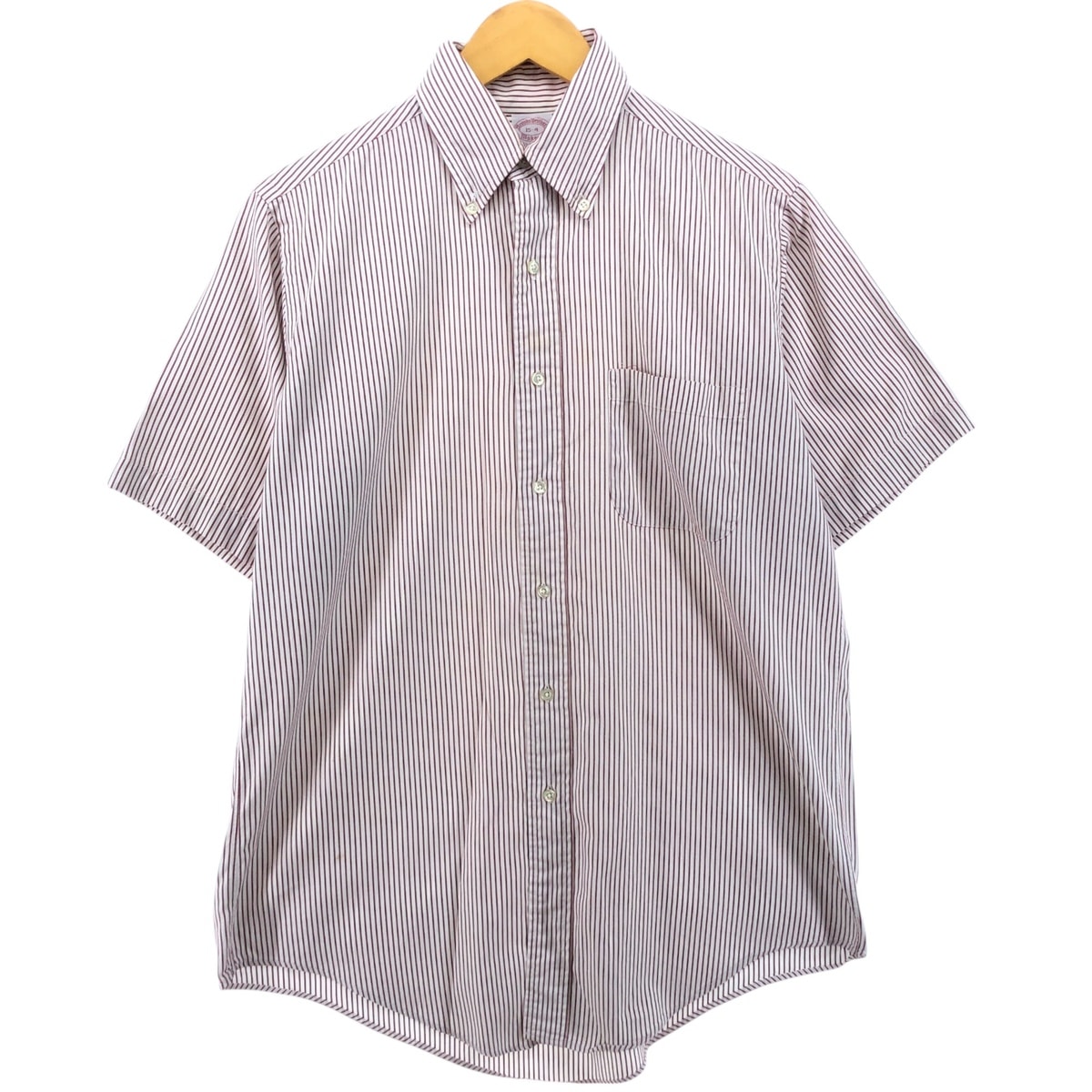 古着 80~90年代 ブルックスブラザーズ Brooks Brothers MAKERS 半袖 ボタンダウン ストライプシャツ USA製 メンズM相当 ヴィンテージ/eaa560235