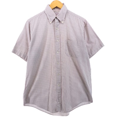 古着 80~90年代 ブルックスブラザーズ Brooks Brothers MAKERS 半袖 ボタンダウン ストライプシャツ USA製 メンズM相当 ヴィンテージ/eaa560235