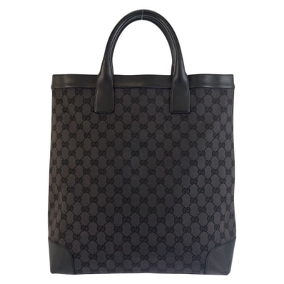 美品 GUCCI グッチ ブラック 黒 GGキャンバス レザー/ トートバッグ ハンドバッグ 603259 【中古】