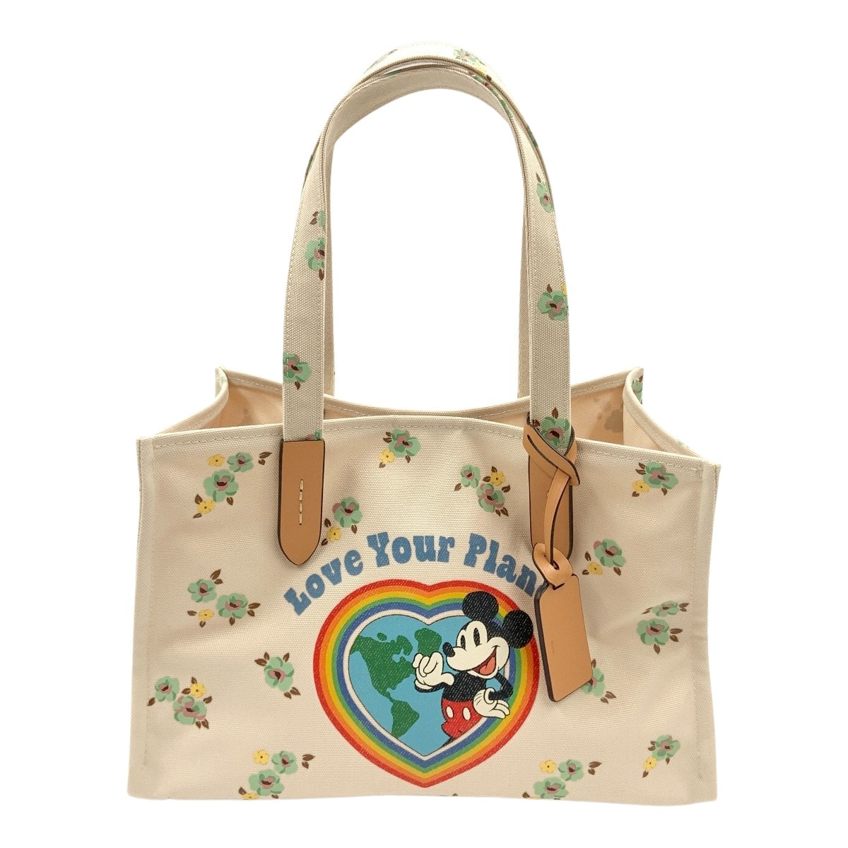 〇〇COACH コーチ Disney コラボ フローラル アンド ミッキーマウス トート 30 CH419 ベージュ