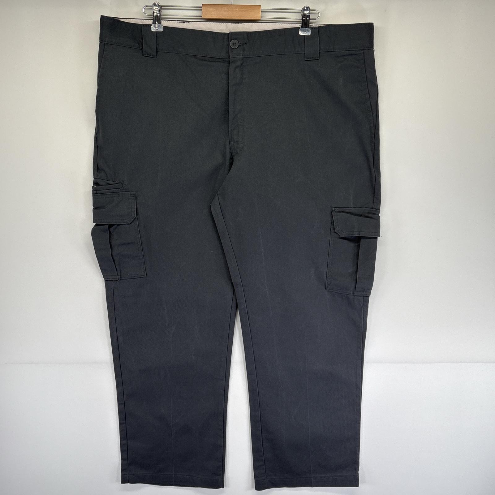 古着 ディッキーズ Dickies ワークパンツ カーゴ ジッパーフライ ワンポイントロゴ 作業着 w44 L30  グレー メンズ
