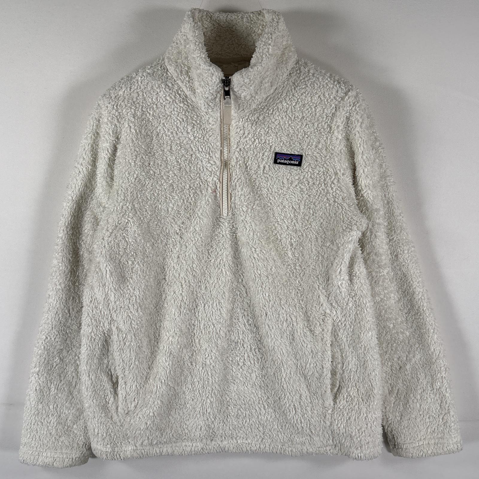 古着 パタゴニア patagonia フリーストレーナー ハーフジップ ワンポイントロゴ ボア アウトドア XL  ホワイト キッズ