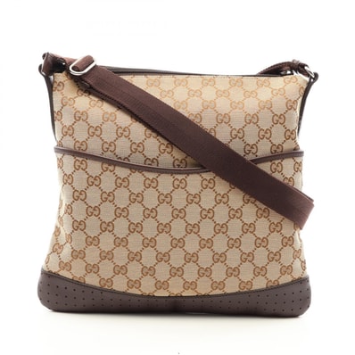 グッチ GUCCI GGキャンバス ショルダーバッグ バッグ キャンバス レザー レディース ベージュ系 / ブラウン系 145857 【中古】
