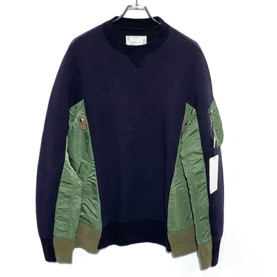 sacai 24SS Sponge Sweat Nylon Twill Pullover "Navy/Khaki"