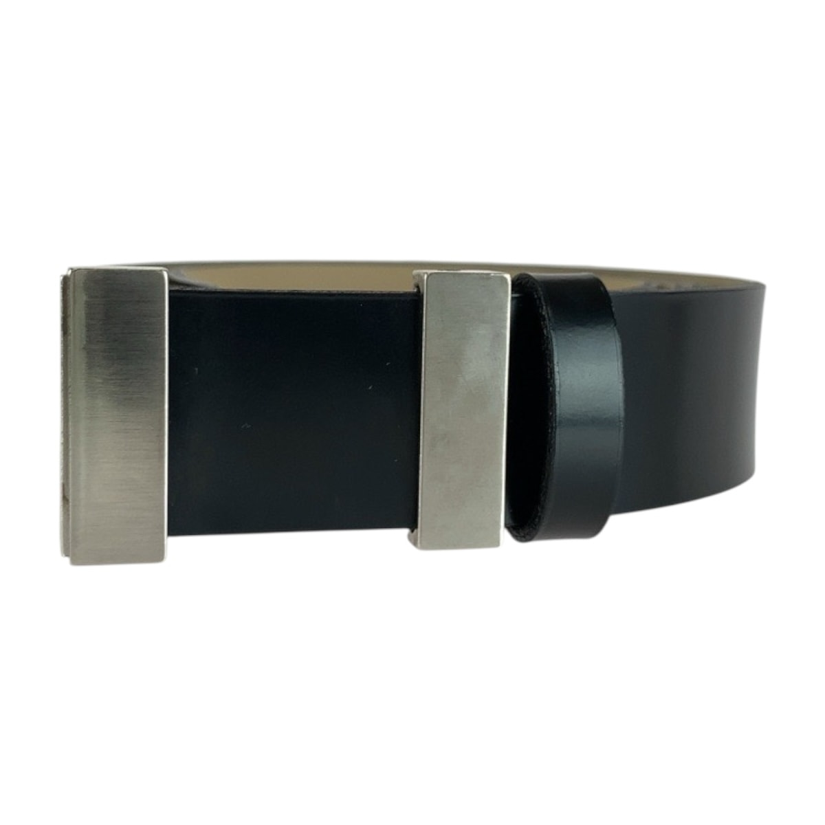 美品 Dunhill ダンヒル 112cm/44inc ブラック 黒 シルバー金具 レザー ベルト バックル 602354 【中古】