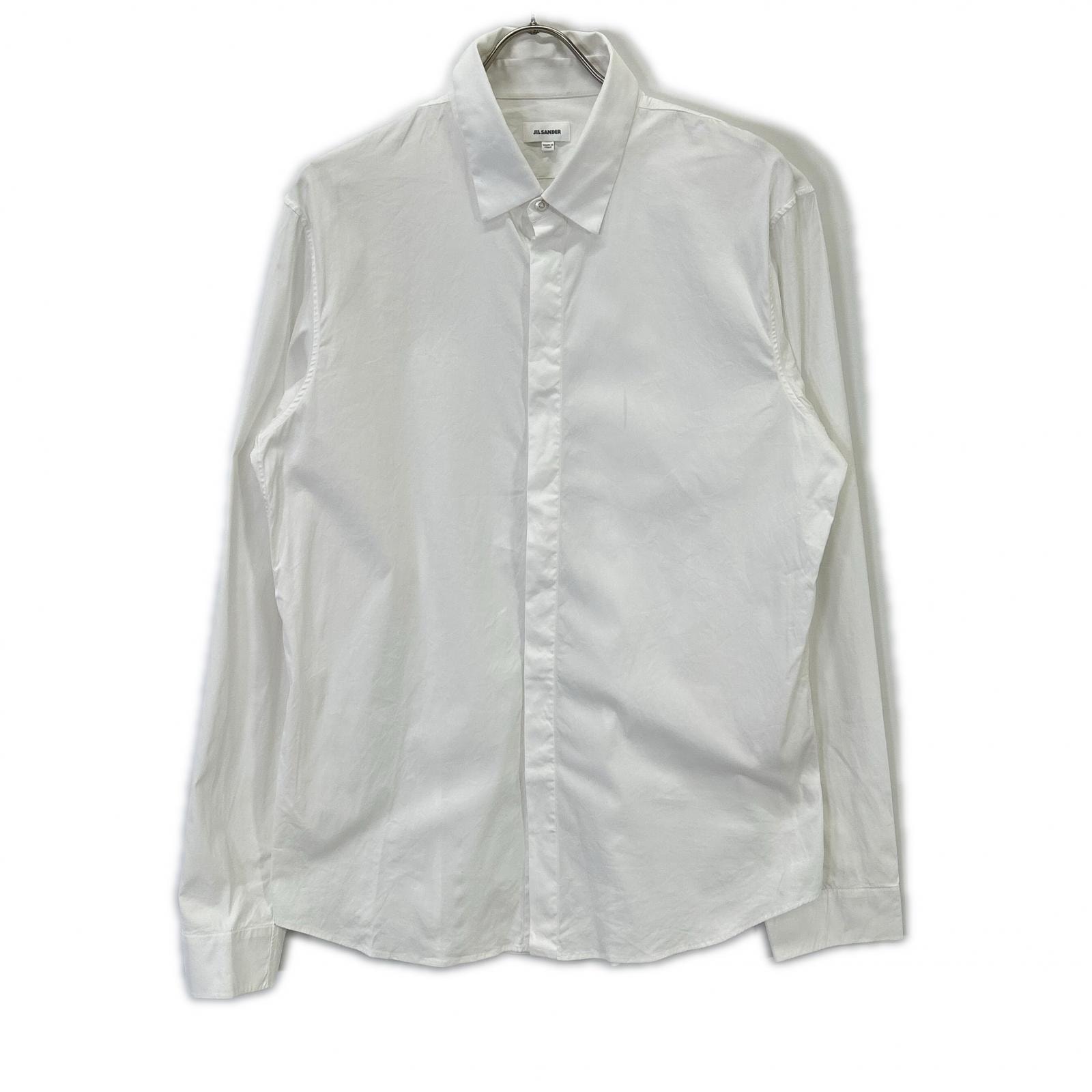 ジルサンダー 16年 ホワイト コットン 比翼 長袖シャツ 42