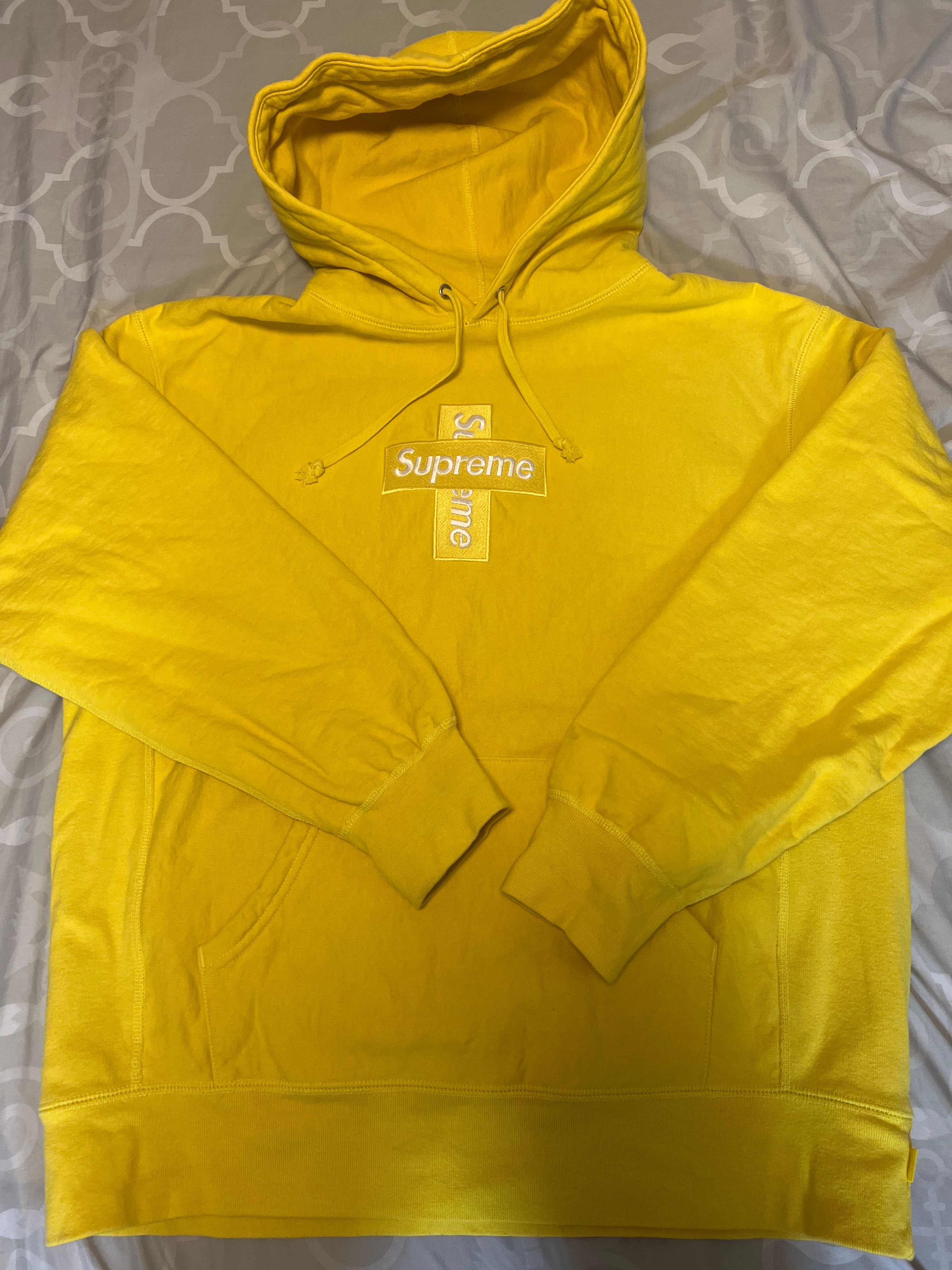 Supreme Cross Box Logo Hooded Sweatshirt "Yellow"