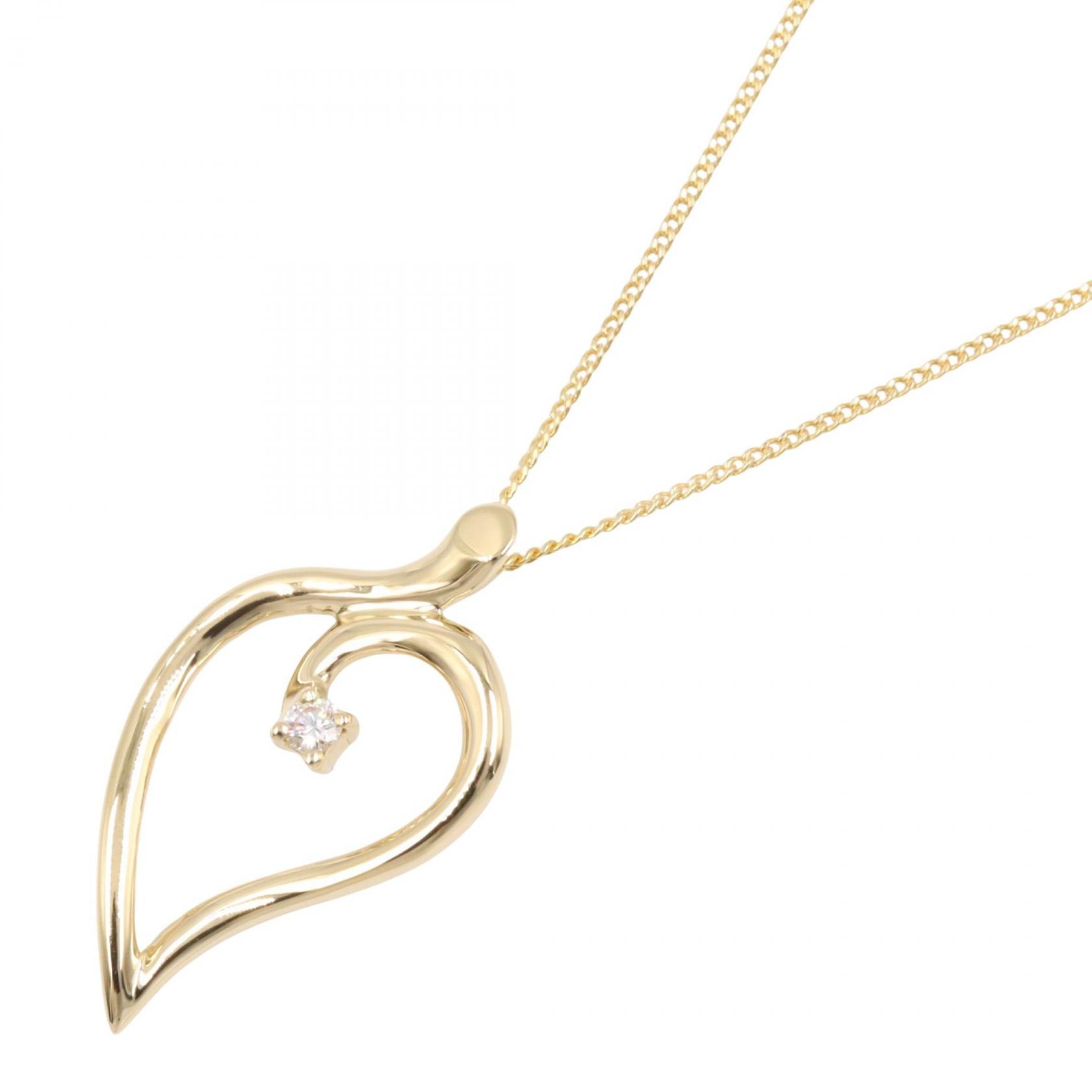 ティファニー TIFFANY&CO リーフハート 1PD ネックレス ネックレス ジュエリー K18(イエローゴールド) ダイヤモンド レディース ゴールド系 / クリア系 【中古】