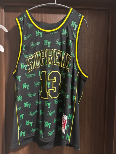 Supreme x Mitchell & Ness Monogram Basketball Jersey "Black"