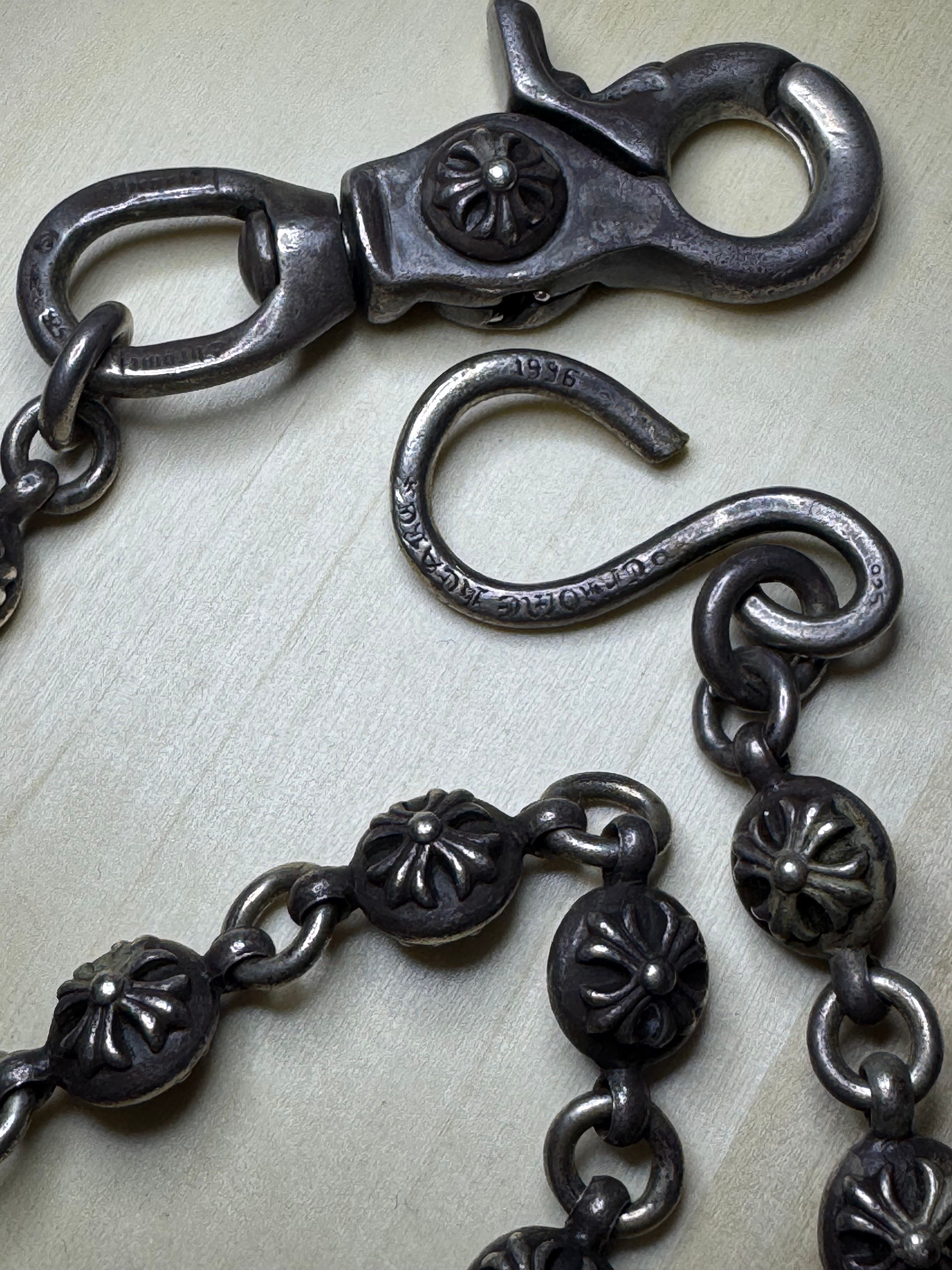 Chrome Hearts 1 Clip #1 Cross Ball Wallet Chain Long "Silver"