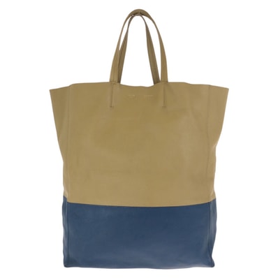CELINE セリーヌ ホリゾンタル カバ バイカラー ベージュ ブルー ゴールド金具 レザー トートバッグ 男女兼用 602210 【中古】
