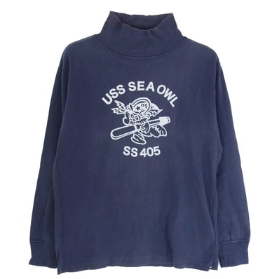 The REAL McCOY'S ザリアルマッコイズ Tシャツ MC17108 FLIGHT DECK JERSEY USS SEAOWL フライト デッキ ジャージー 長袖 Tシャツ ネイビー系 サイズ表記無【中古】