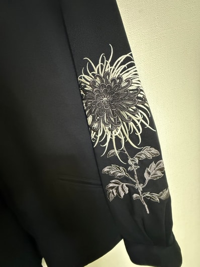 APHRODITEGANG Gakkin x Budspool Japanese Chrysanthemum Vietnam Jacket "Black"