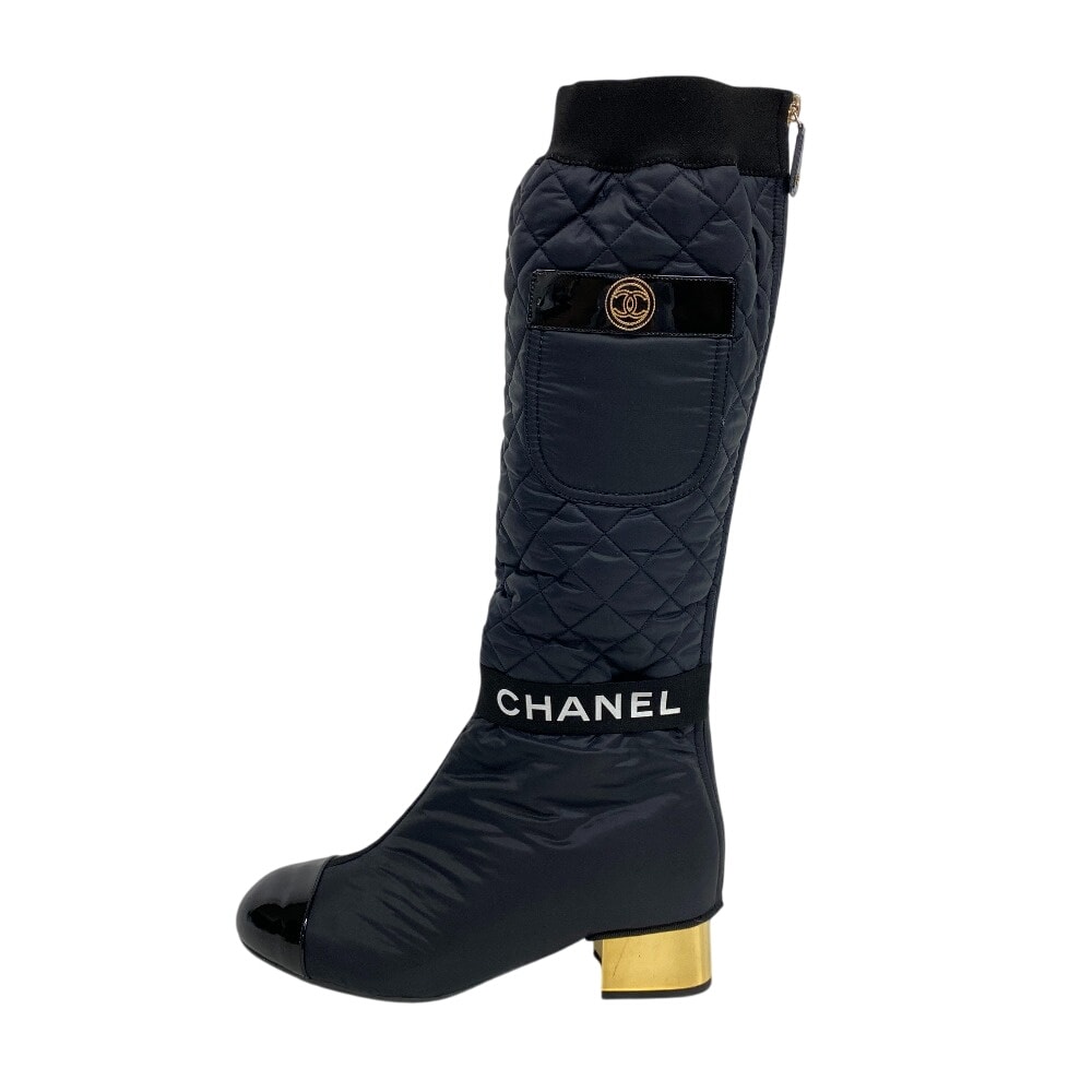 シャネル CHANEL ブーツ ココマーク マトラッセ K21 2WAY ブラック