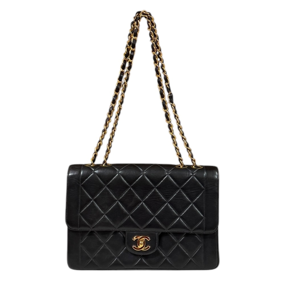 シャネル マトラッセ ショルダーバッグ ラムスキン ブラック レディース CHANEL 中古