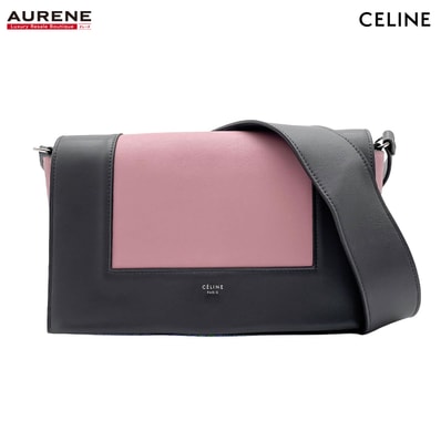 CELINE セリーヌ ショルダーバッグ フレーム ミディアム レザー グレー レディース 【中古】