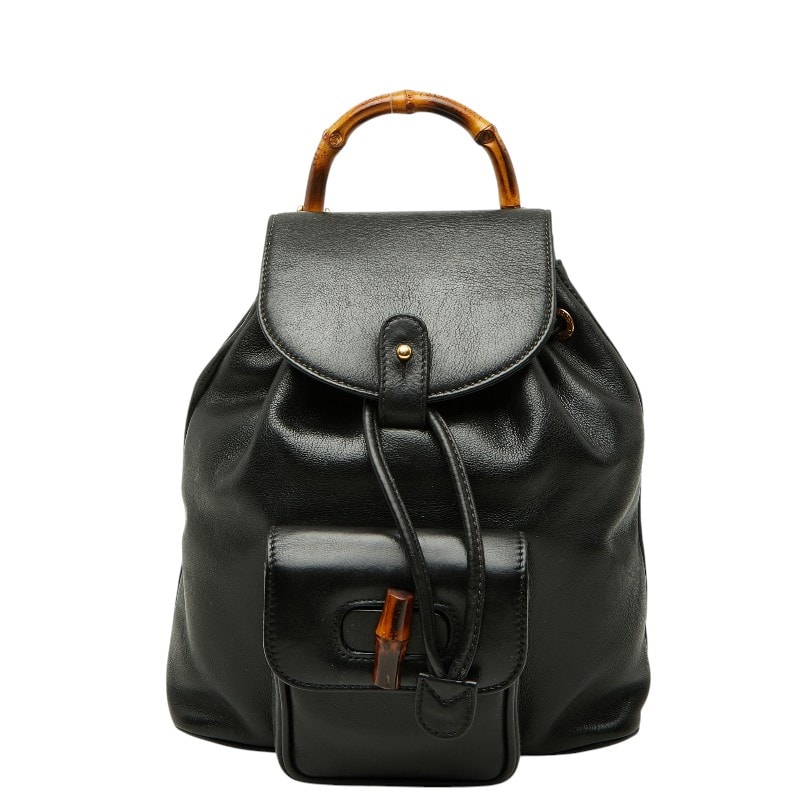 グッチ バンブー リュック バックパック 003 2034 0030 ブラック レザー レディース GUCCI 【中古】