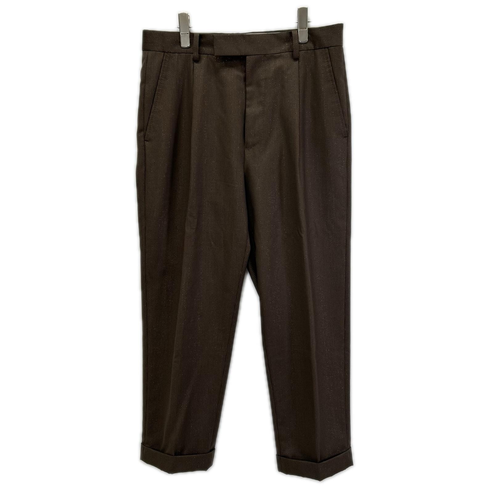 ワコマリア 22FW-WMP-TR25 ブラウン GLITTER PLEATED TROUSERS TYPE1 M