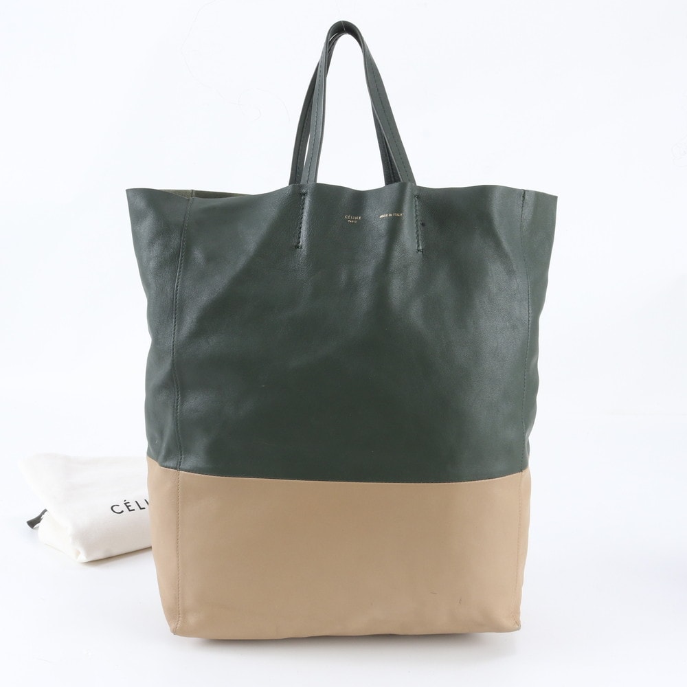 ■美品 セリーヌ ホリゾンタル カバ バイカラートート バッグ レザー