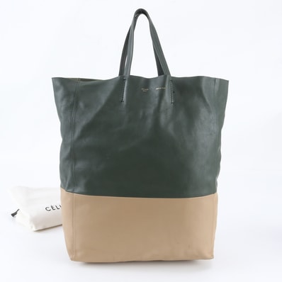 ■美品 セリーヌ ホリゾンタル カバ バイカラートート バッグ レザー