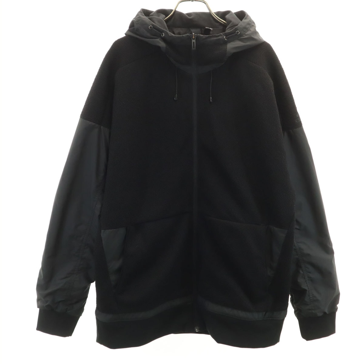 adidas アディダス 異素材切替 フードジャケット XO ブラック