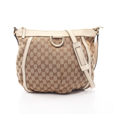 グッチ GUCCI アビー GGキャンバス ショルダーバッグ バッグ キャンバス レザー レディース ベージュ系 / ホワイト系 204940 【中古】