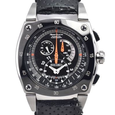 セイコー SEIKO 7L22-0AM0 キネティック スポーチュラ ブラック オートクォーツ メンズ 腕時計 P#149068
