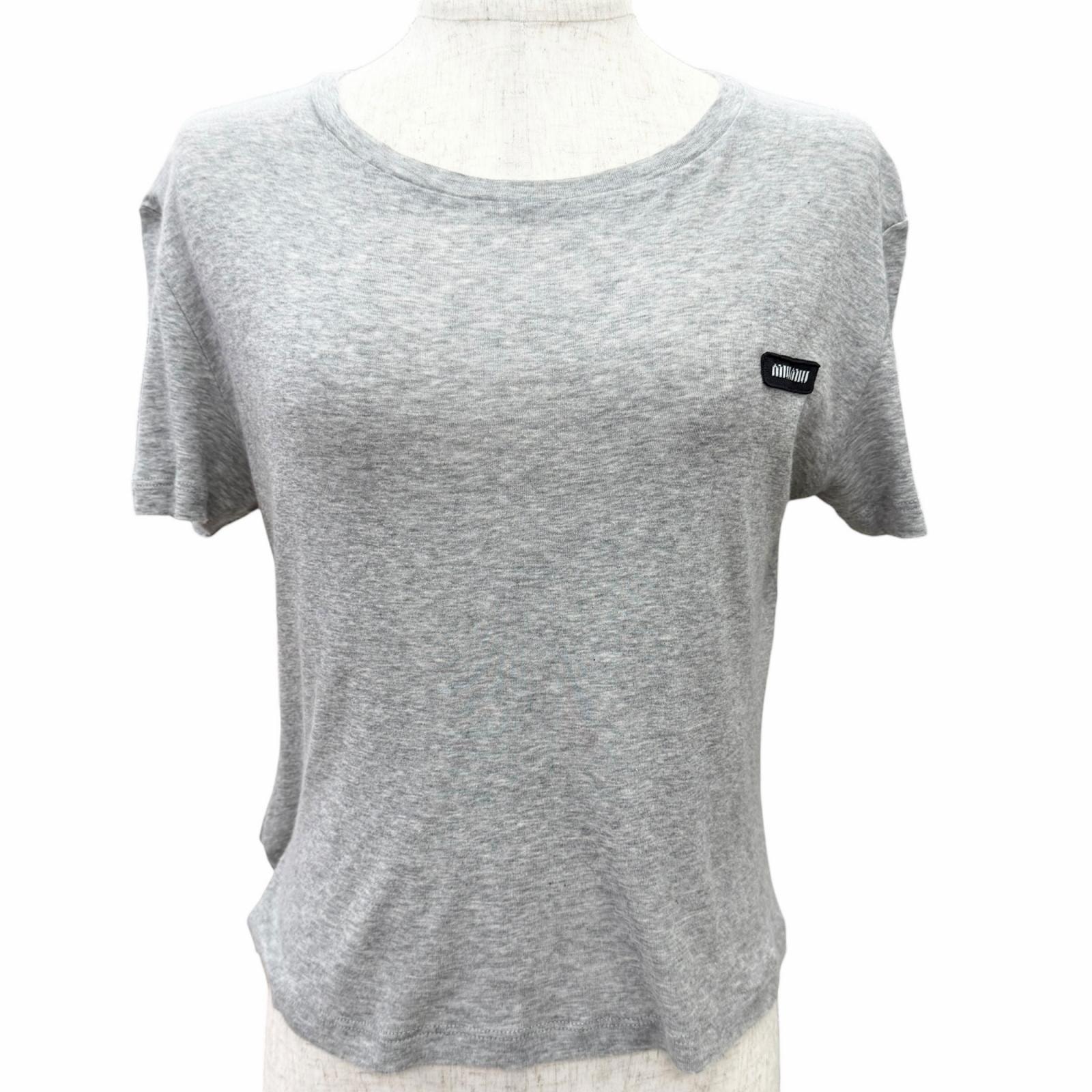 A (未使用に近い)】極美品 ミュウ ミュウ リブ編み ジャージー Tシャツ