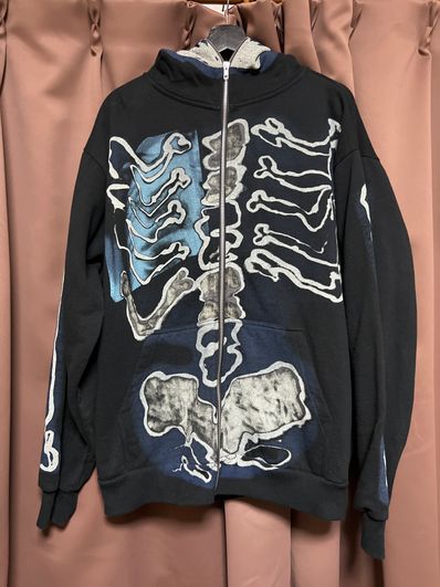 Travis Scott Cactus Jack For Fragment Skeleton Graffiti Full Zip Hoodie "Black"