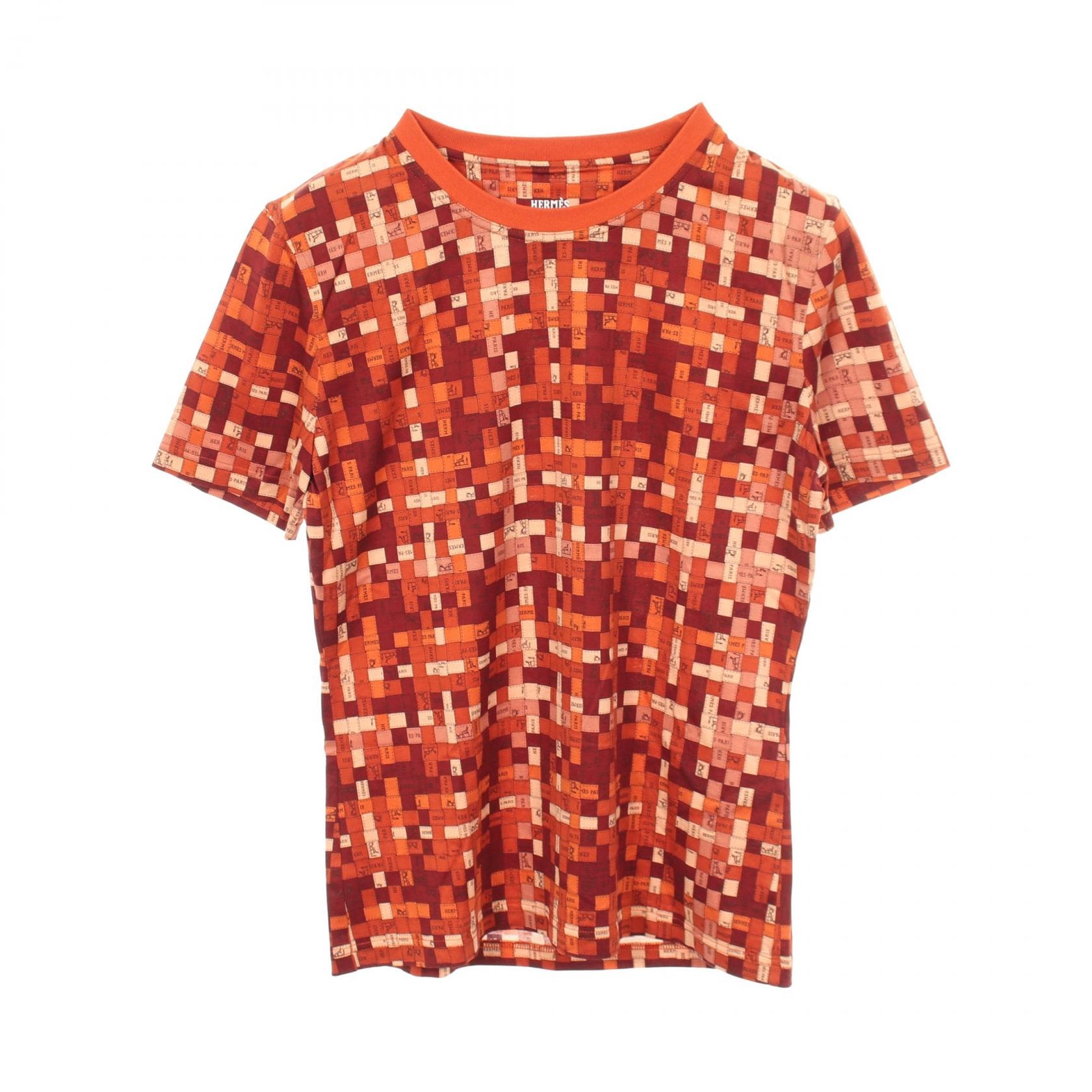 エルメス HERMES BOLDUC AU CARRE ボルデュック カットソー 衣料品 トップス コットン オレンジ レディース オレンジ系 / ブラウン系 / マルチカラー 【中古】