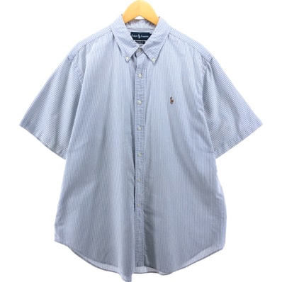 古着 ラルフローレン Ralph Lauren CLASSIC FIT クラシックフィット 半袖 ボタンダウン ストライプシャツ メンズXL相当/eaa551919