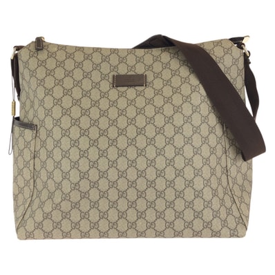 GUCCI グッチ ベージュ ダークブラウン GGスプリームキャンバス レザー/ ショルダーバッグ メッセンジャーバッグ 1-0295868 【中古】