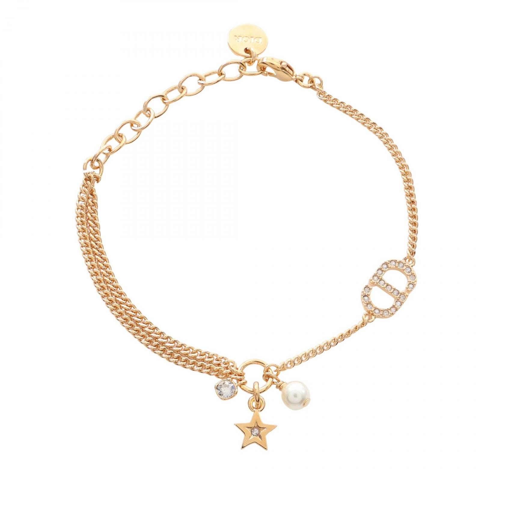 ディオール Dior PETIT CD ブレスレット アクセサリー GP(ゴールドメッキ) ラインストーン / フェイクパール レディース ゴールド系 B3126WOMCY03S 【新品】