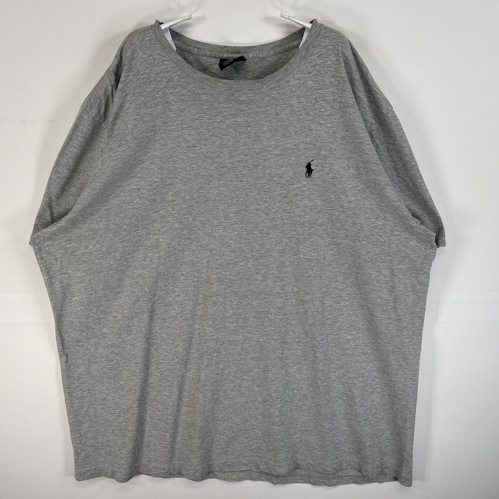 古着 90's/90年代 ポロバイラルフローレン Polo by Ralph Lauren 半袖Tシャツ ロゴ 刺繍 クルーネック 大きいサイズ 14041  グレー 無地 メンズ