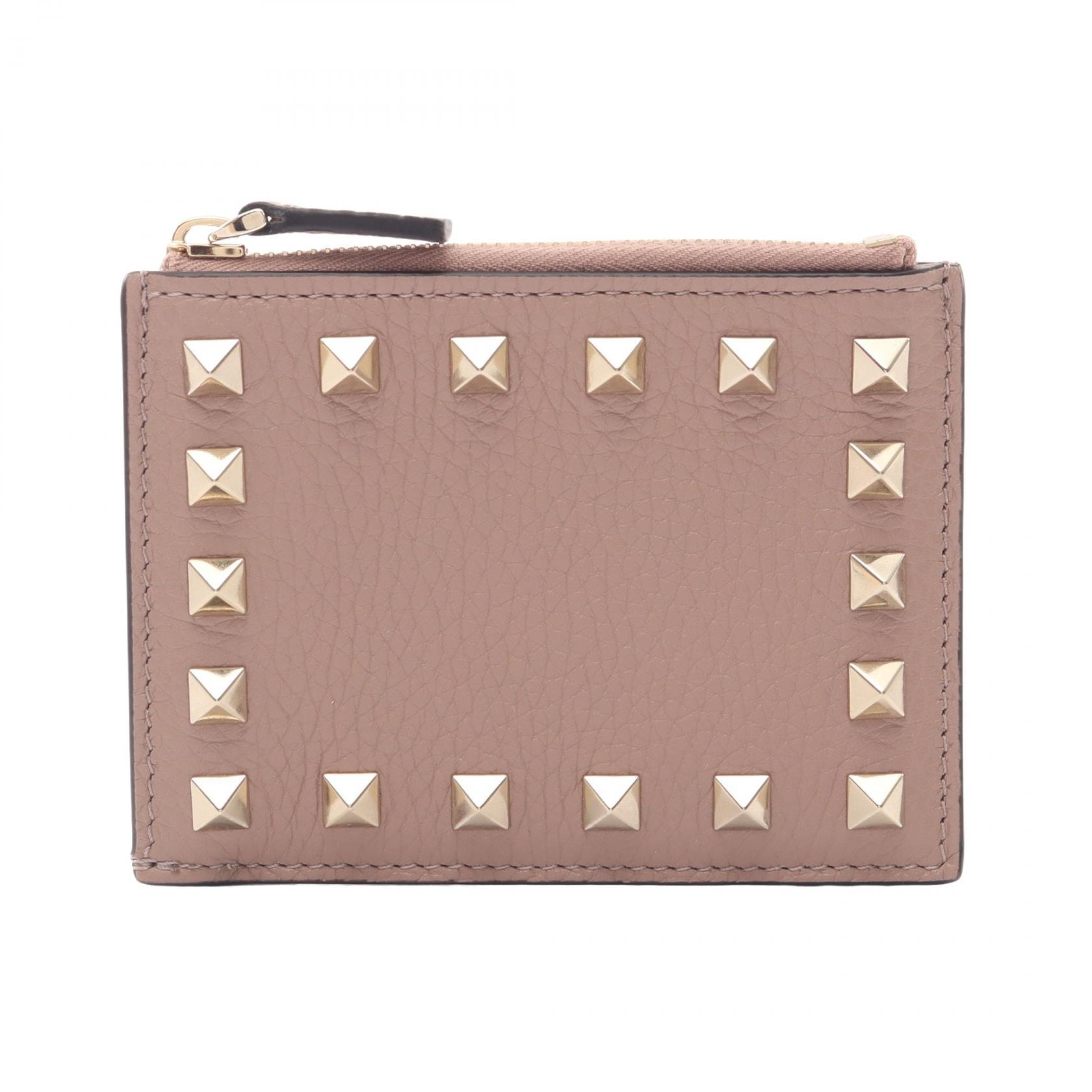 ヴァレンチノ Valentino ロックスタッズ カードケース コインケース 財布 レザー レディース ピンク系 7W0P0AI8VSHP45 【新品】
