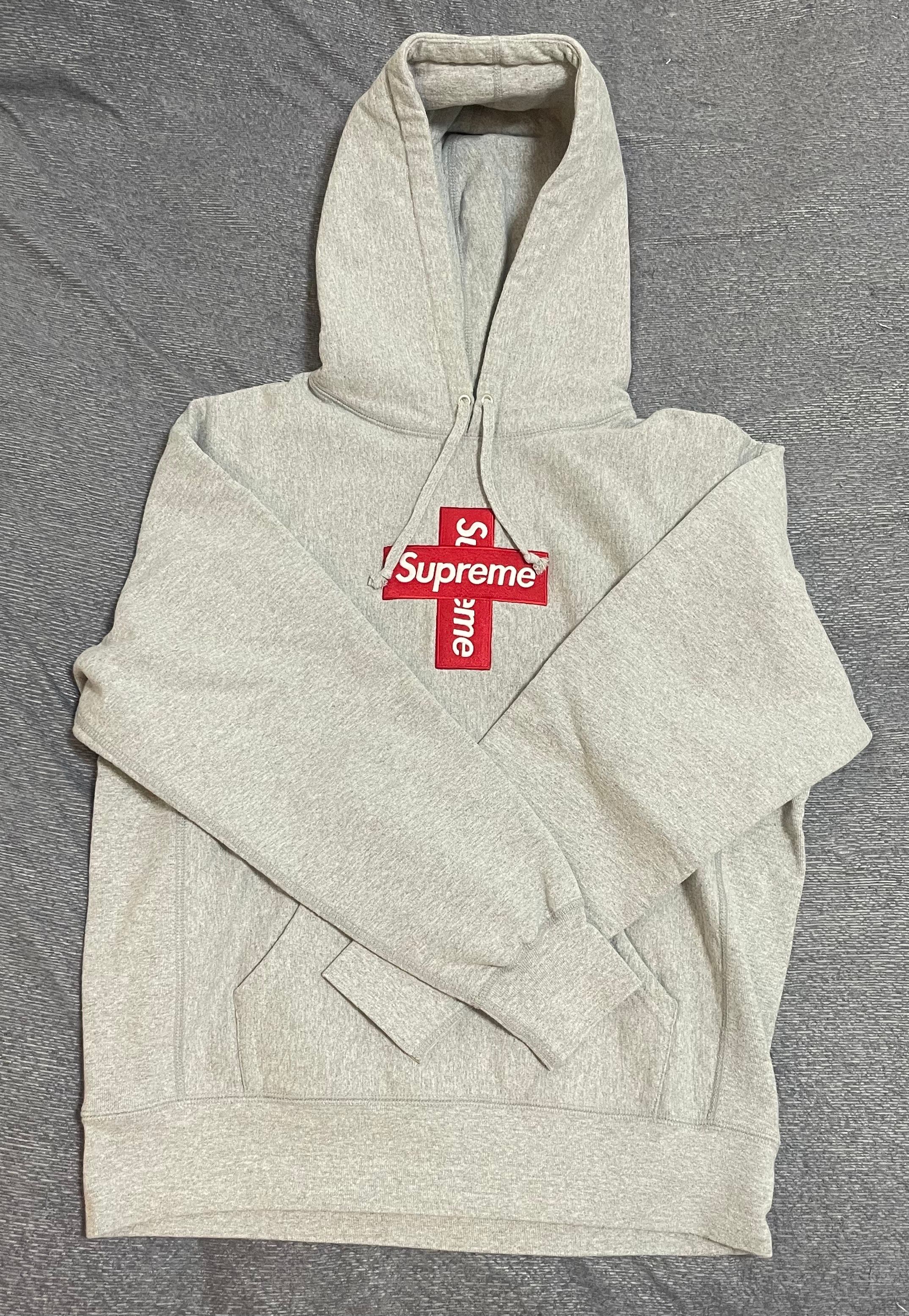 Supreme Cross Box Logo Hooded Sweatshirt "Grey"