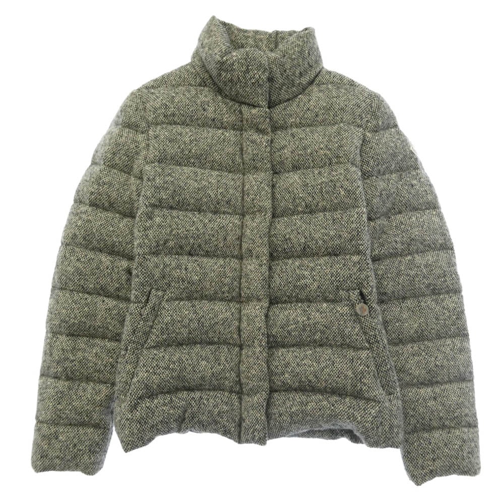 MONCLER モンクレール 120934594705 CARDERE カルデール ロゴワッペン 裏地ドット ウール生地 スタンドカラー ダウンジャケット グレー系 1【中古】