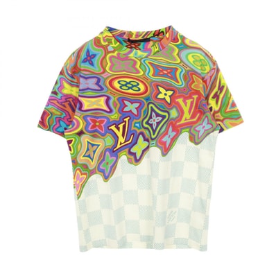 ルイ・ヴィトン LOUIS VUITTON プリンテッドダミエLV 半袖Tシャツ 衣料品 トップス コットン メンズ ホワイト系 / マルチカラー 【中古】