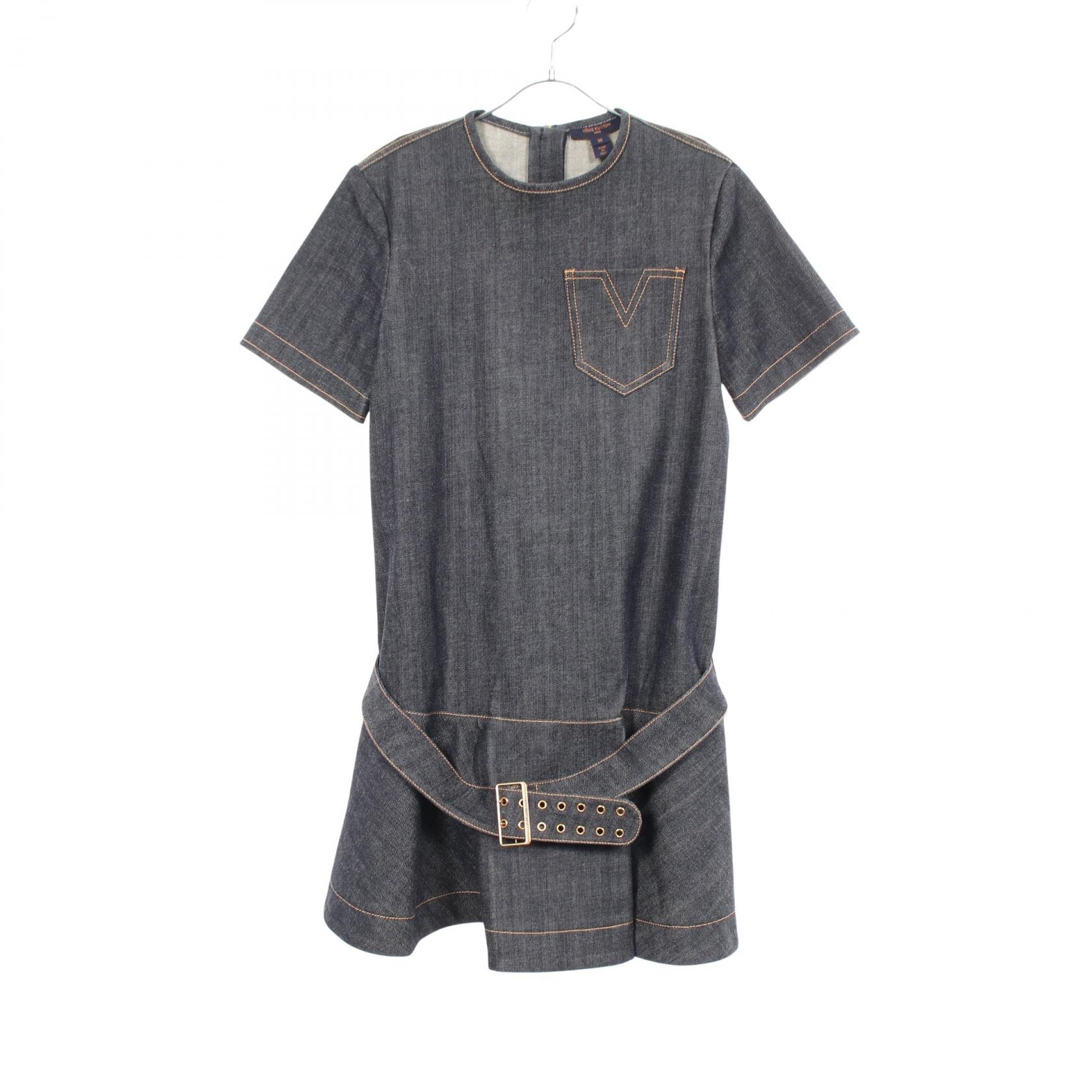 ルイ・ヴィトン LOUIS VUITTON Vステッチ デニム ワンピース 衣料品 トップス コットン レディース グレー系 RW181W FGK FEDRIS 【中古】
