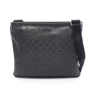 グッチ GUCCI GGインプリメ ショルダーバッグ バッグ PVCコーティングキャンバス レザー メンズ レディース ブラック系 201446 【中古】