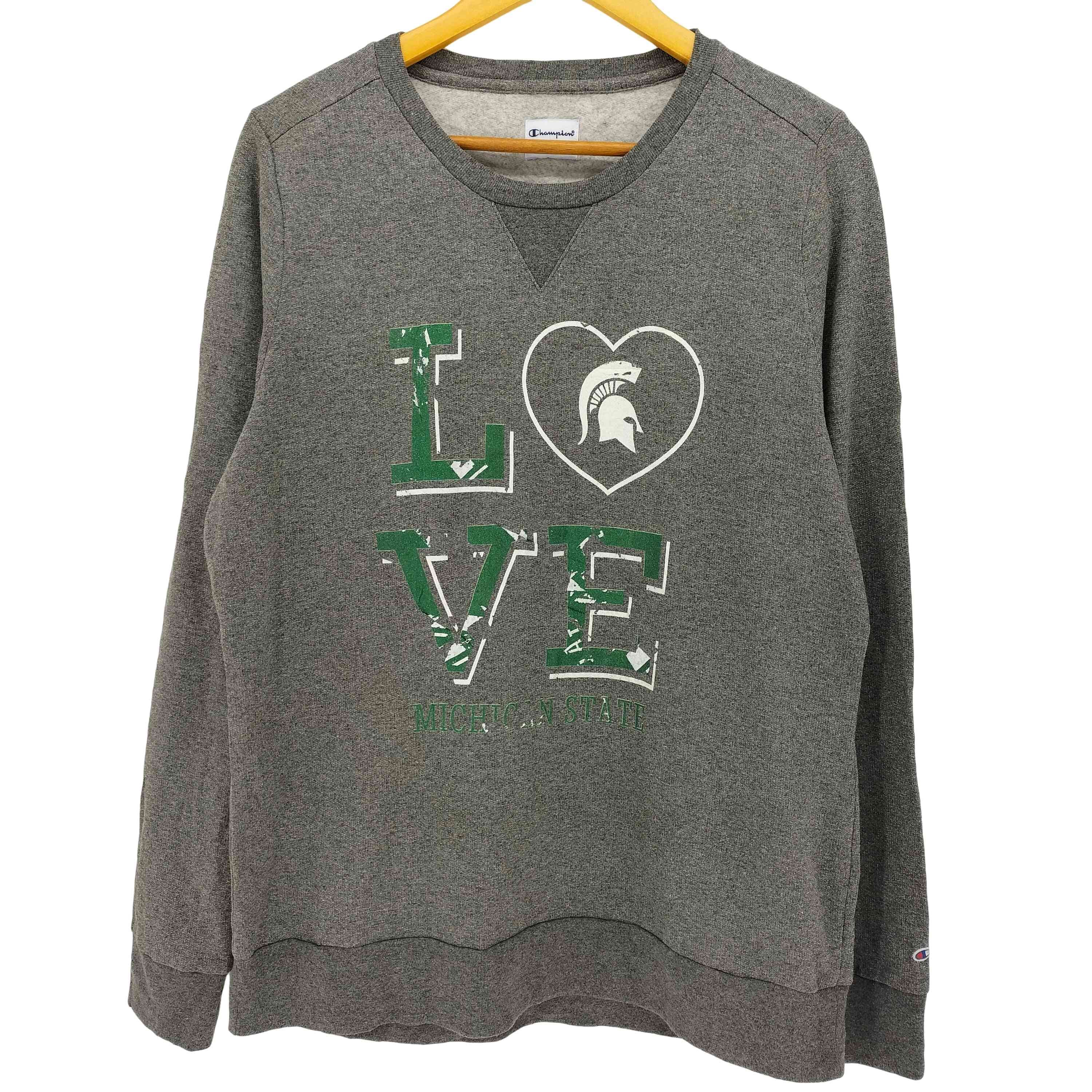 カレッジロゴプリント 前Vガゼット クルーネックスウェット【1140502431847】