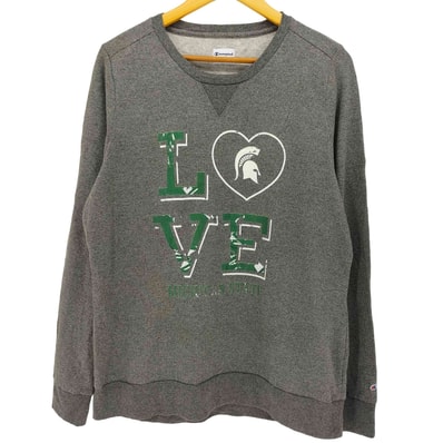 カレッジロゴプリント 前Vガゼット クルーネックスウェット【1140502431847】