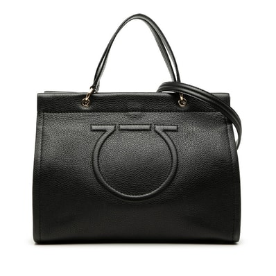 サルヴァトーレフェラガモ ガンチーニ ハンドバッグ ショルダーバッグ 2WAY ブラック レザー レディース Salvatore Ferragamo 【中古】